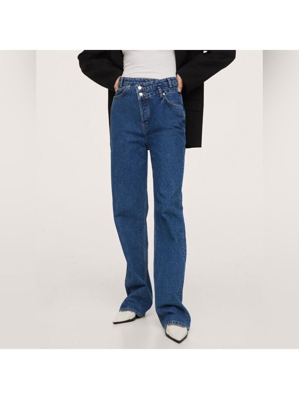 MANGO DOUBLE WAISTBAND STRAIGHT LEG JEANS WOMENS SIZE 2